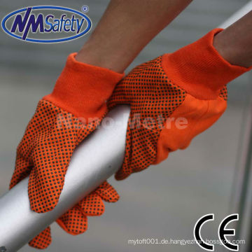 NMSAFETY Baumwolle Hand Bohrhandschuh mit schwarzem PVC punktiert auf Palm Handschuhe
